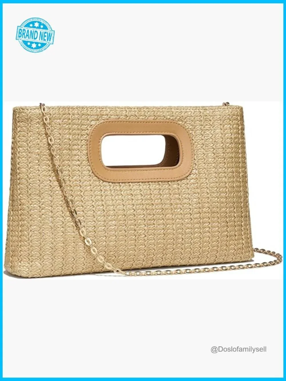 Raffia Woven Clutch Purse Straw Handbag Summer Evening Shoulder Crossbody Bag